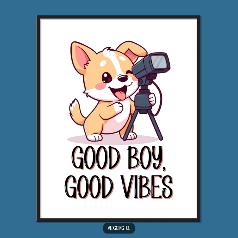 Free Printable Dog Wall Art: Funny Filming Tail Wag Downloadable Picture