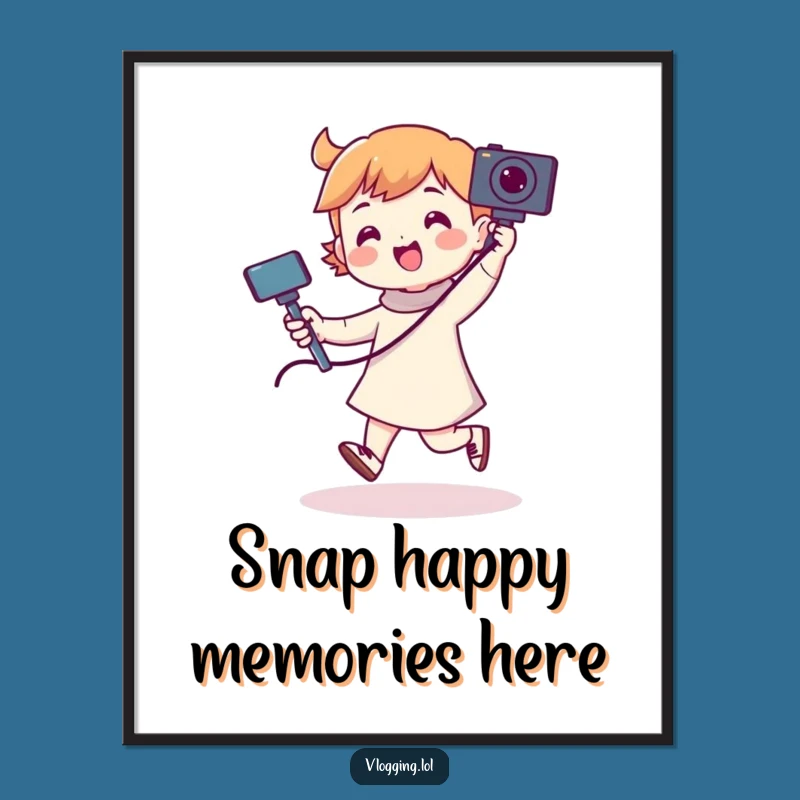 Free Printable Funny Wall Art: Dancing Character Selfie Stick - Quirky Downloadable Decor!