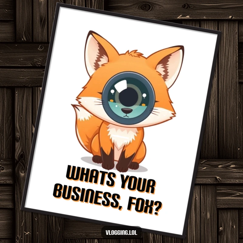 Funny Free Printable Wall Art: A captivatingly curious fox locks eyes with the viewer through the lens.