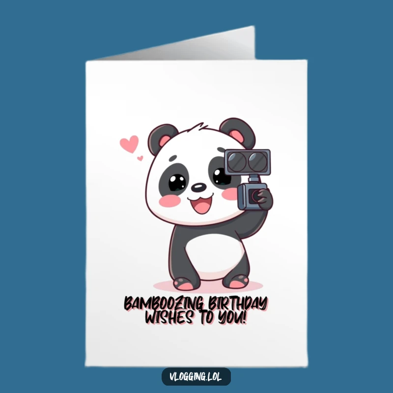 Free Printable Birthday Card: Happy Panda Vlogger, Fun Downloadable Gift