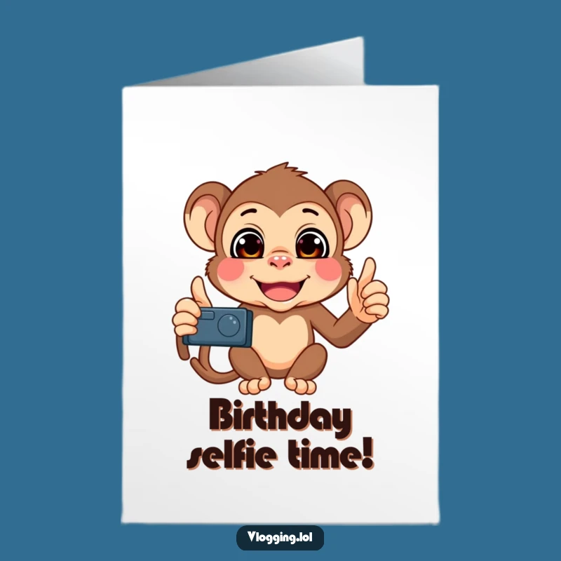 Free Printable Birthday Card: Monkey Selfie Fun Downloadable Gift