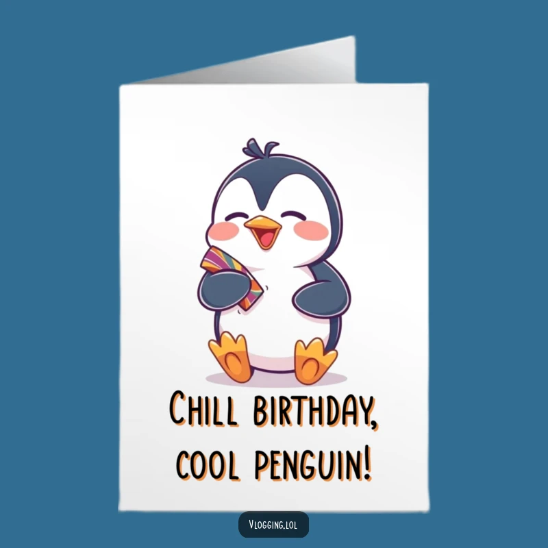 Joyful Free Printable Birthday Card: Penguin Shares a Colorful Gift!