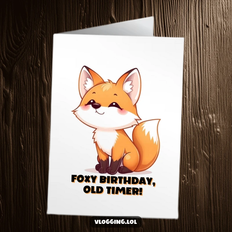 Funny Free Printable Birthday Card: A playful fox with a mischievous glint, wiggling its nose directly at the viewer.
