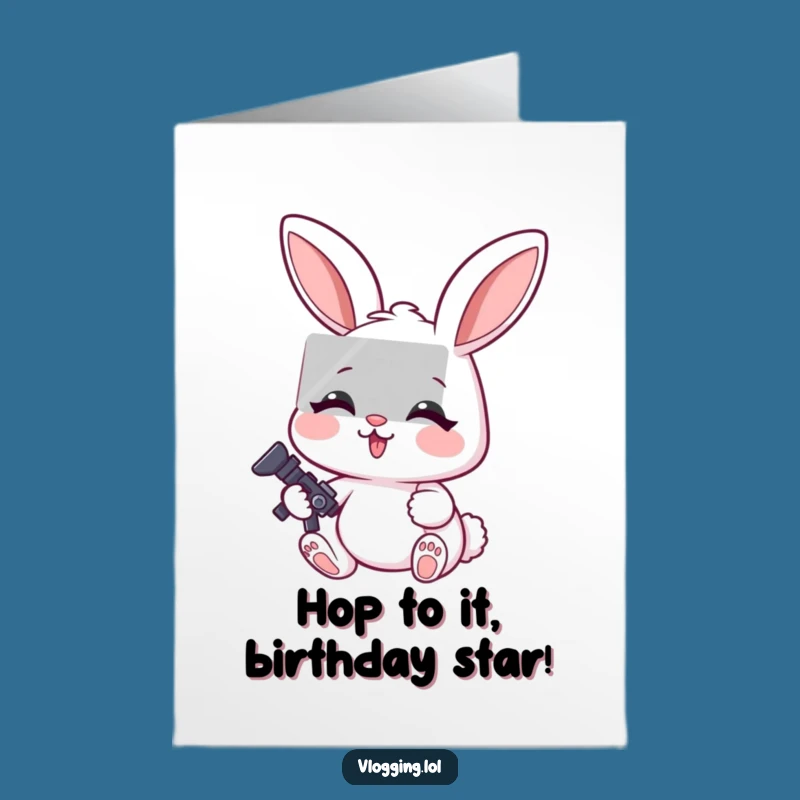 Free Printable Birthday Card: Rabbit Video Editor, Focused Fun, Downloadable Gift for Creators