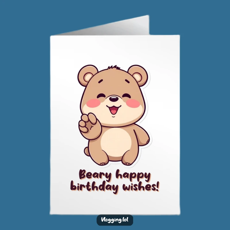 Free Printable Funny Bear Birthday Card: Excited Bear Shows Off! Downloadable Fun!