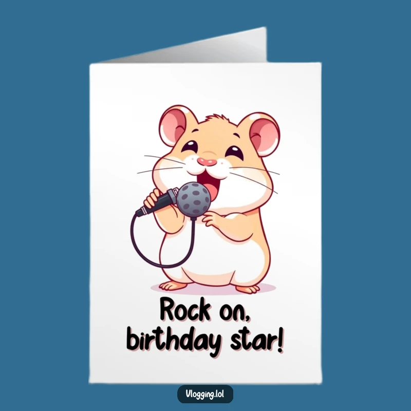 Funny Free Printable Birthday Card: Hamster Rockstar Wishes You Happy Birthday!