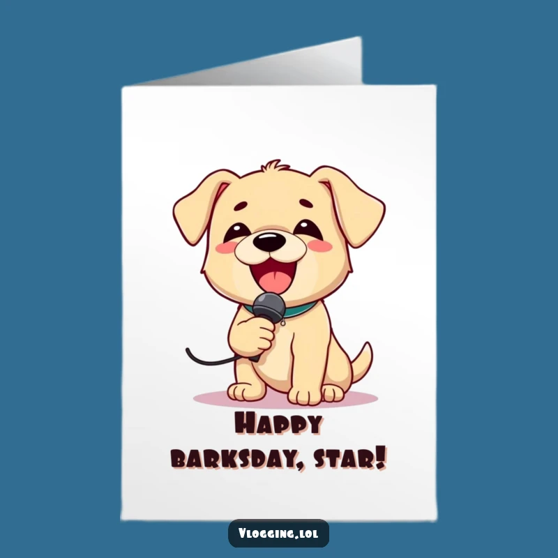 Free Printable Birthday Card: Singing Puppy Rockstar Fun Downloadable Gift