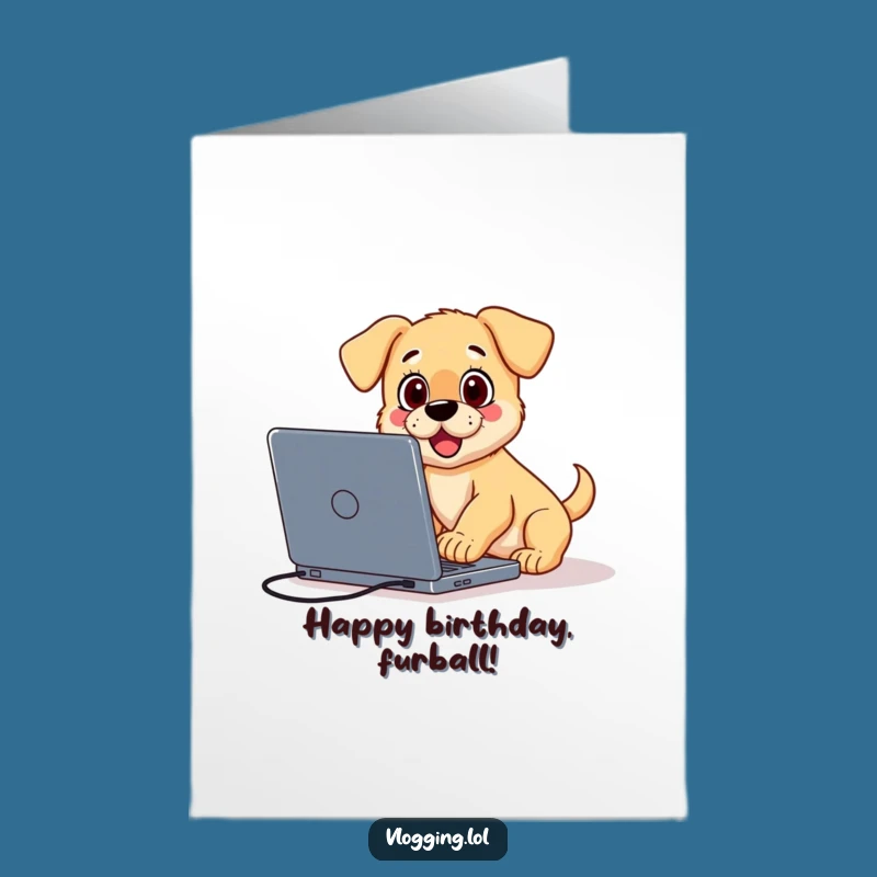 Free Printable Funny Birthday Card: Puppy Vlog Fail - Downloadable Joke