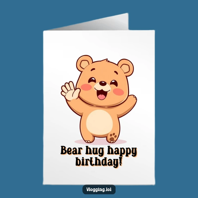 Joyful Free Printable Birthday Card: Bear Waves Happy Birthday!