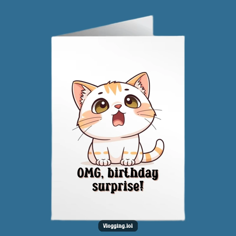 Shocking Free Printable Birthday Card: Cat's Eyes Wide for Your Day!