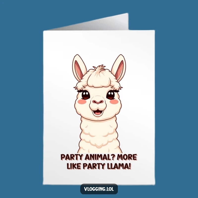 Free Printable Birthday Card: Funny Llama Silly Face Downloadable Gift