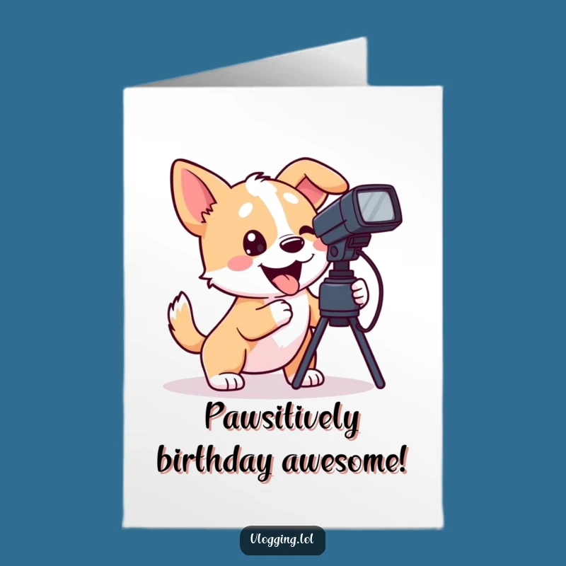 Free Printable Dog Birthday Card: Funny Filming Tail Wag Downloadable Gift