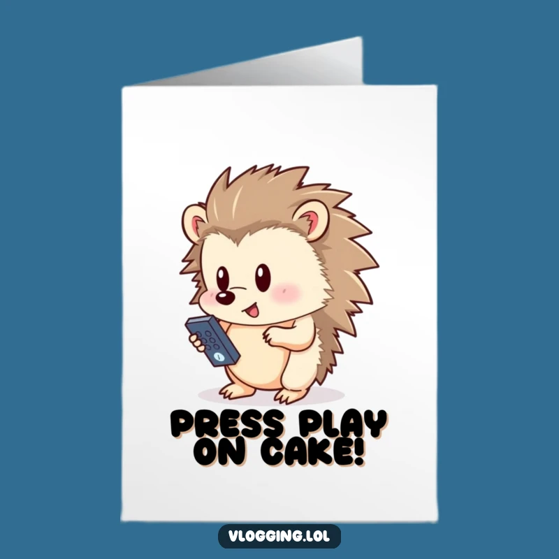 Free Printable Birthday Card Funny Hedgehog Remote Control Downloadable