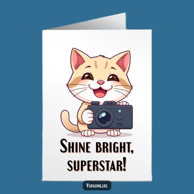 Free Printable Birthday Card: Filming Cat, Hilarious Downloadable Gift for Social Butterflies