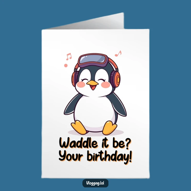 Free Printable Birthday Card: Giggling Penguin Dancing, Fun Downloadable Gift
