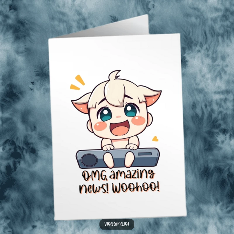 Funny Free Printable Congratulations Card: Character Reacting with Uncontainable, Exaggerated Joy to Exciting News