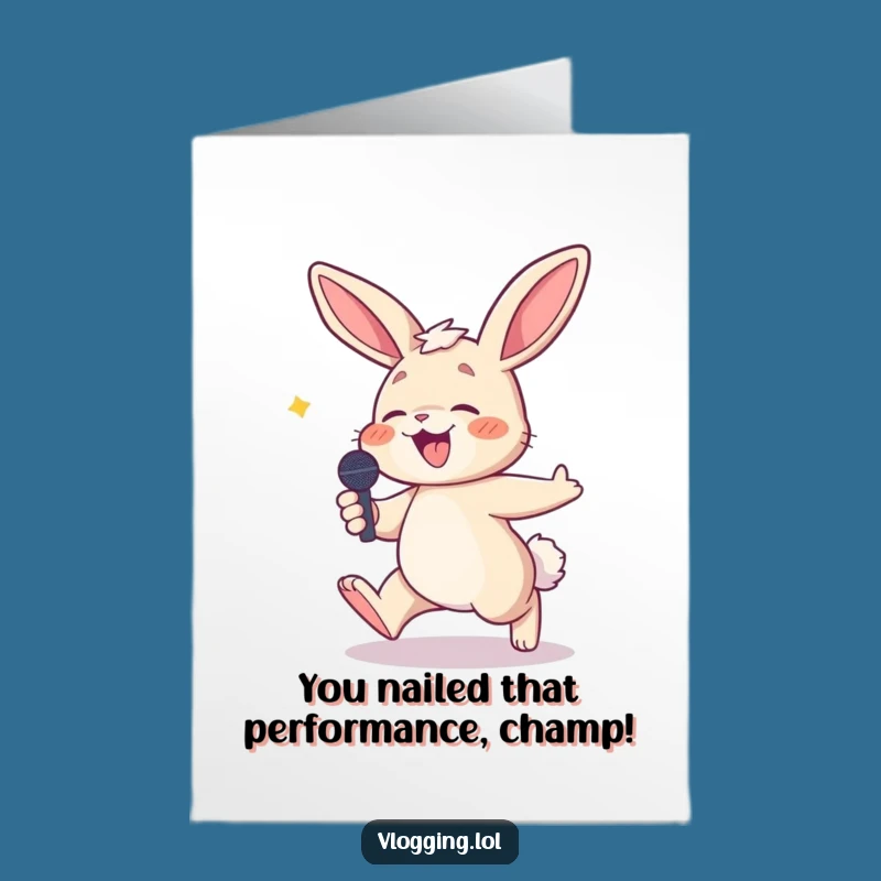 Free Printable Bunny Congrats Card: Funny Bunny Performance Downloadable Gift