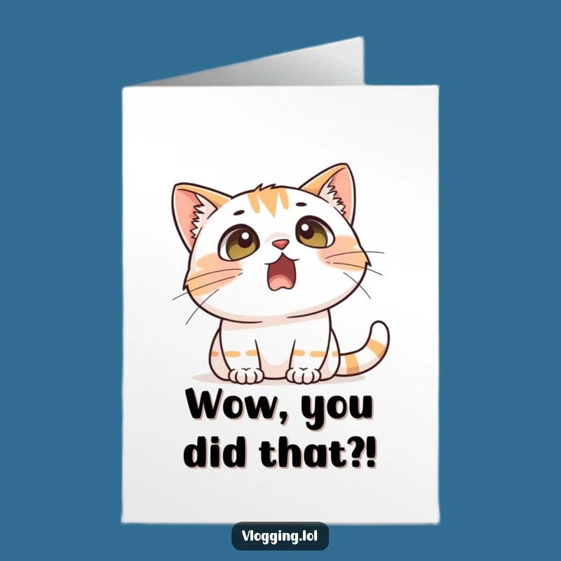 Free Printable Congrats Card: Cat's Shocked by Your Amazing Win!
