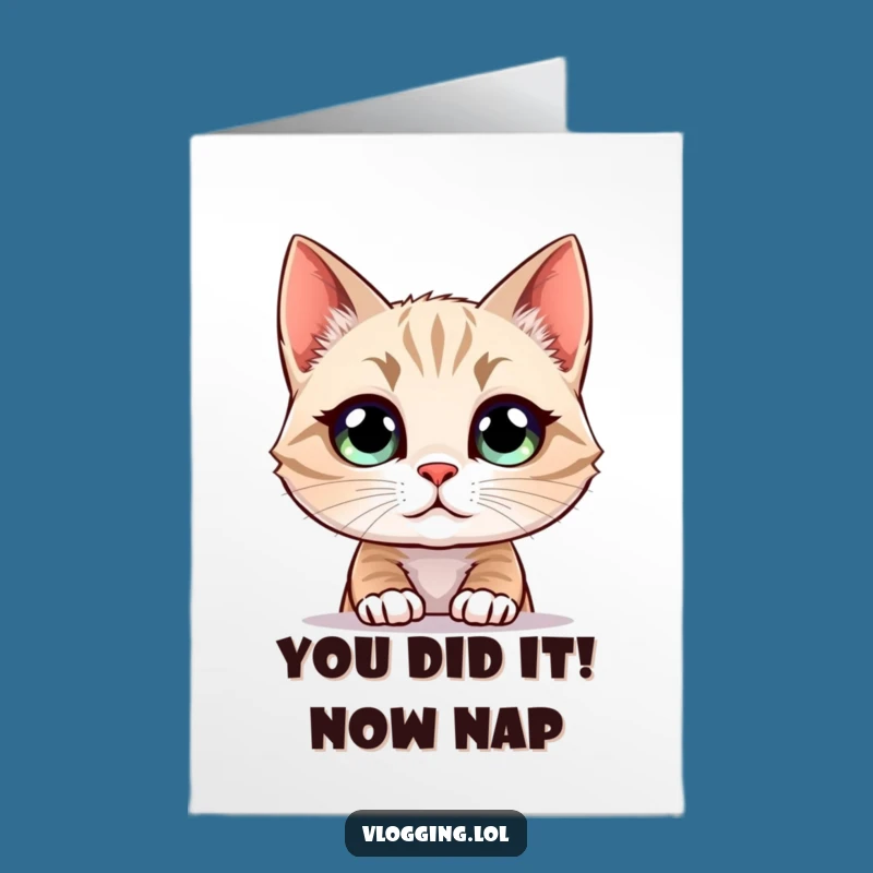 Free Printable Congrats Card: Curious Cat's Amazed Reaction, Funny Downloadable Gift