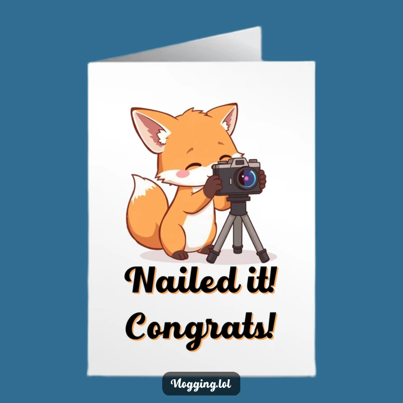 Free Printable Congrats Card: Curious Fox Filming, Funny Downloadable Achievement Gift