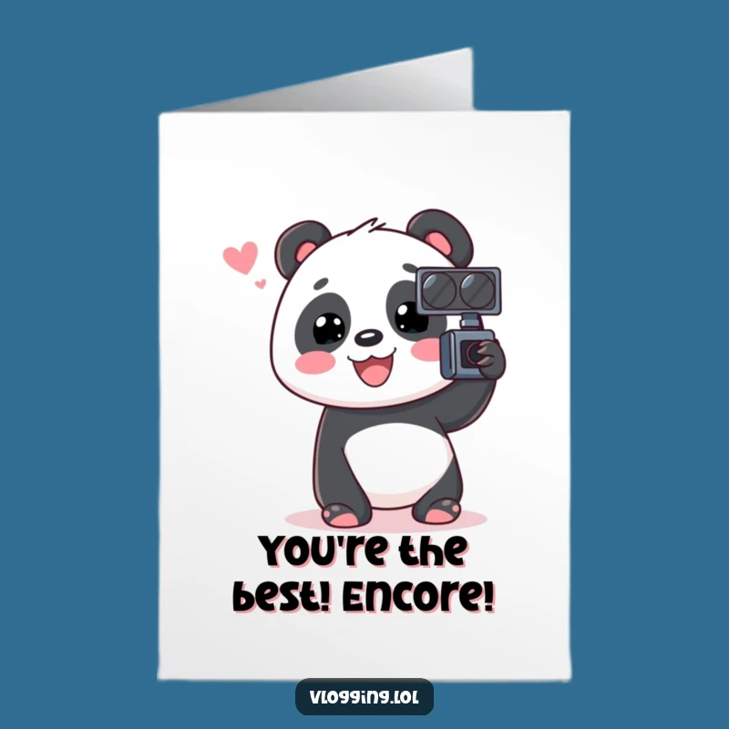 Free Printable Congrats Card: Happy Panda Vlogger, Humorous Downloadable Gift