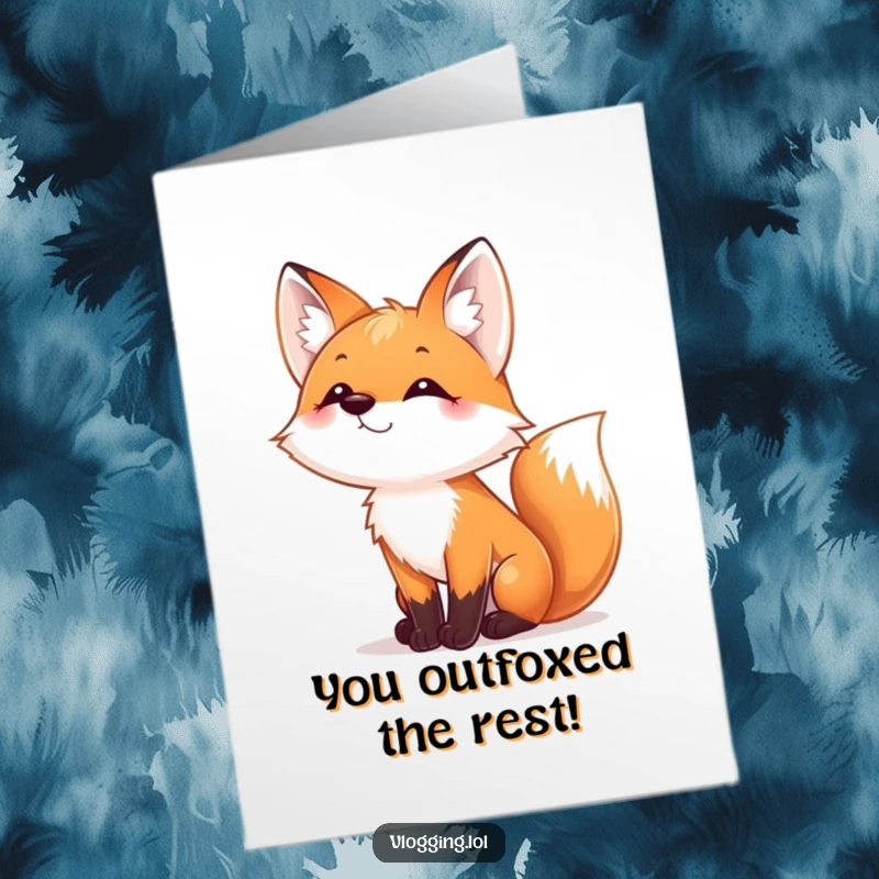 Funny Free Printable Congrats Card: A playful fox wiggling its nose, sharing a knowing, congratulatory smirk with the camera.