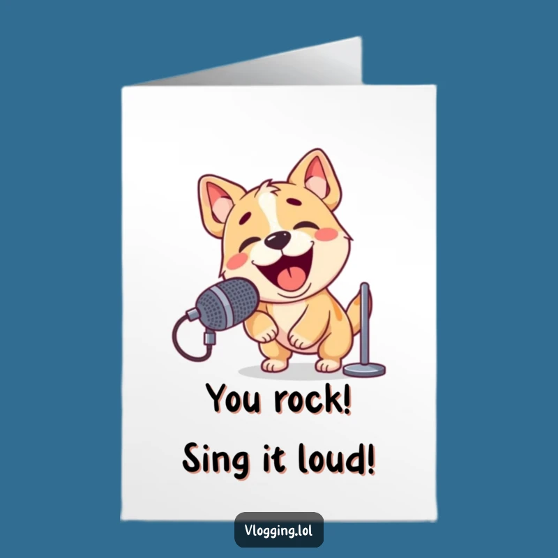 Free Printable Funny Dog Card: Microphone Congrats Download