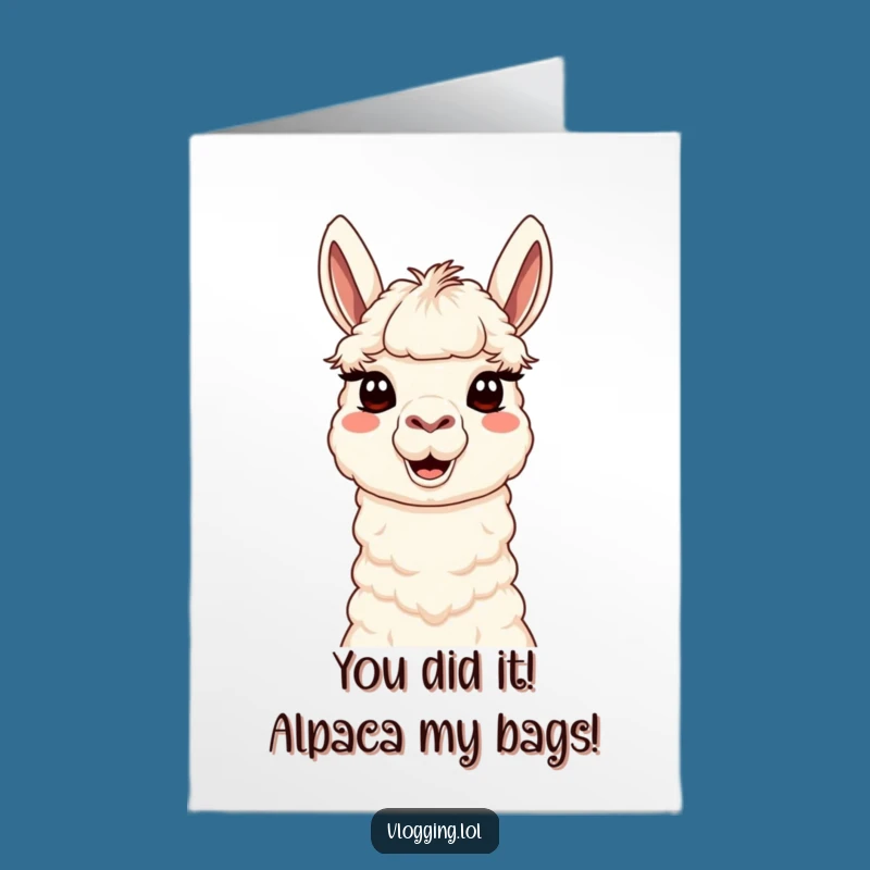 Free Printable Congrats Card: Silly Llama Face Downloadable for Any Occasion