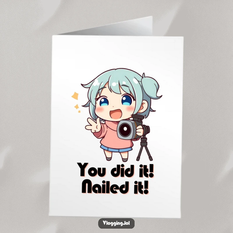 Funny Free Printable Congratulations Card featuring an energetic character gesturing wildly while speaking, celebrating success with humor.