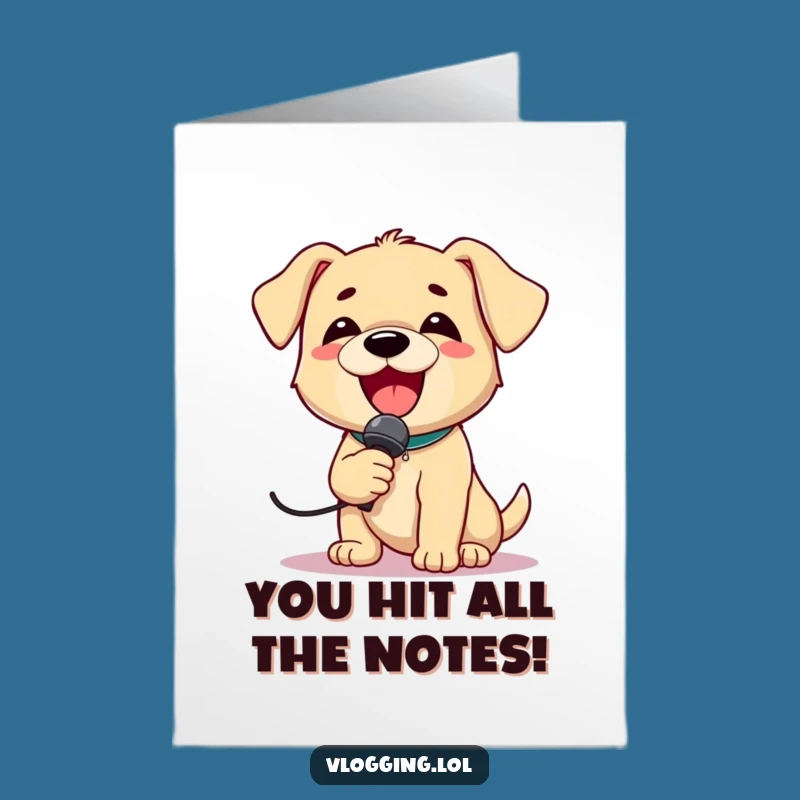 Free Printable Congrats Card: Singing Puppy Star Performance Downloadable Gift
