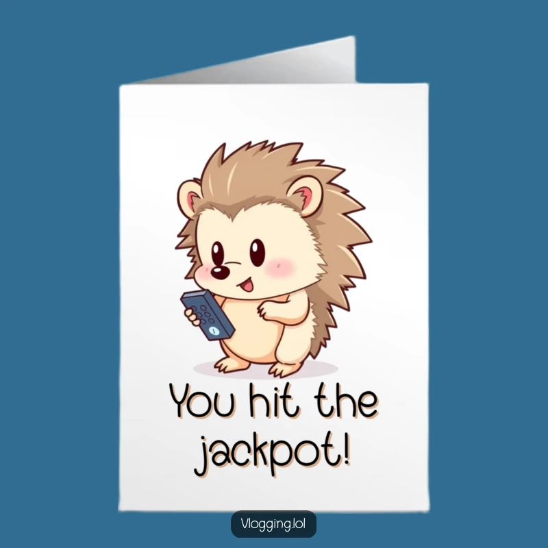 Free Printable Congrats Card Funny Hedgehog Button Press Downloadable
