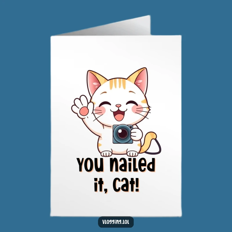 Free Printable Cat Congrats Card - Enthusiastic Downloadable Victory Gift