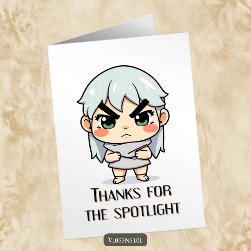 Funny Free Printable Thank You Card: Creator intensely adjusting lighting, a humorous expression of gratitude and appreciation.