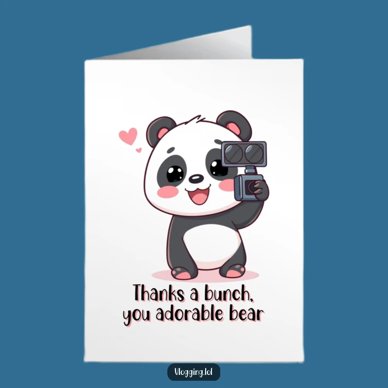 Funny Free Printable Thank You Card: Panda Vlogger Gratitude, Downloadable Gift