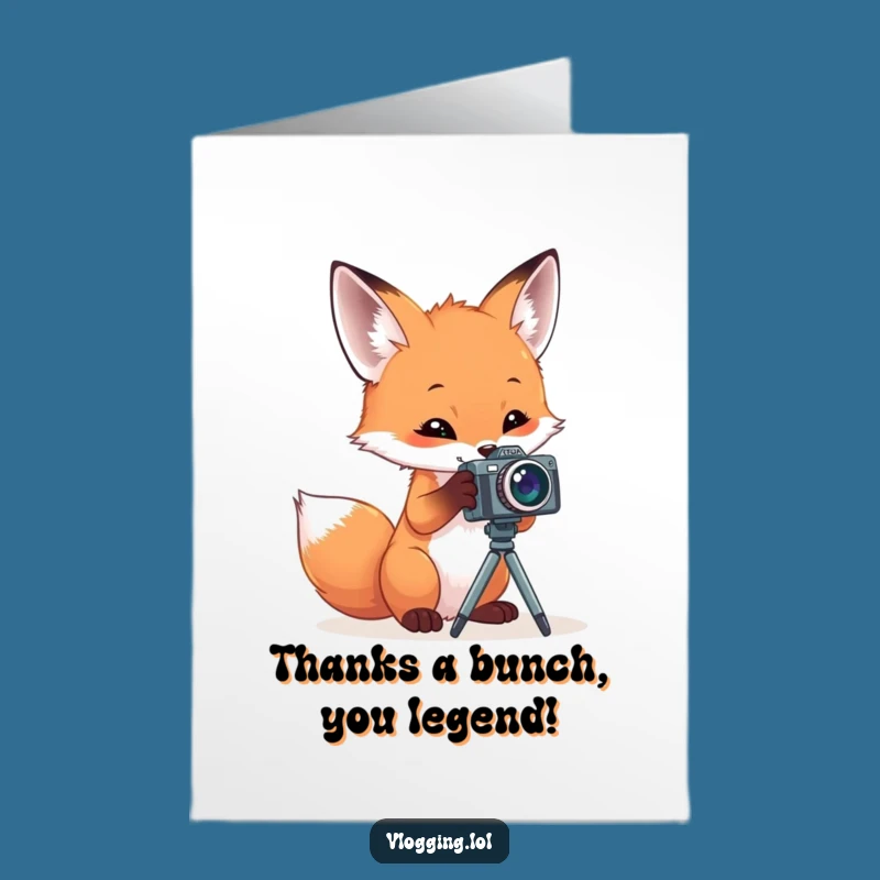 Free Printable Fox Thank You Card: Quirky Camera Vixen Downloadable Gift