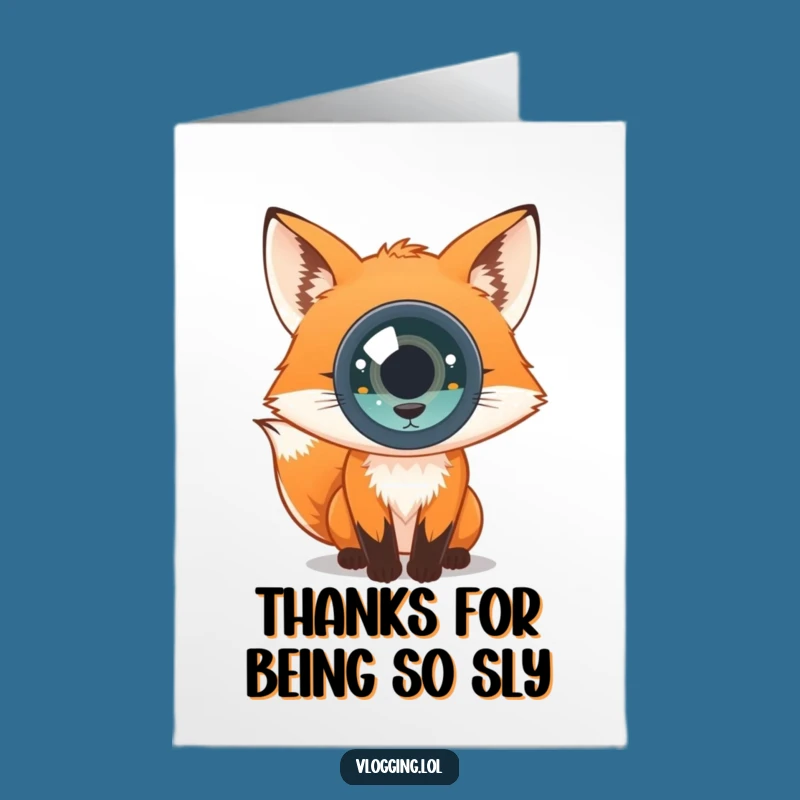 Free Printable Thank You Card: Curious Fox Camera Funny Downloadable Gift
