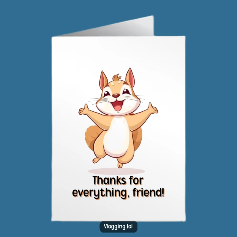 Free Printable Thank You Card Funny Squirrel Recording Appreciation Downloadable