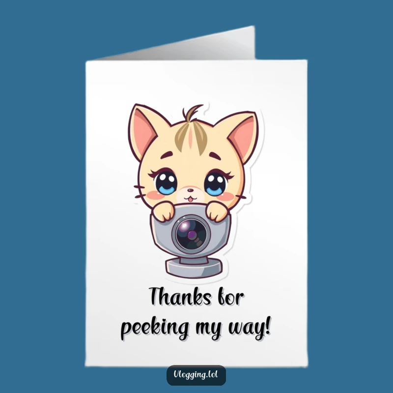 Free Printable Thank You Card: Webcam Peek Funny Downloadable Gift for Gratitude