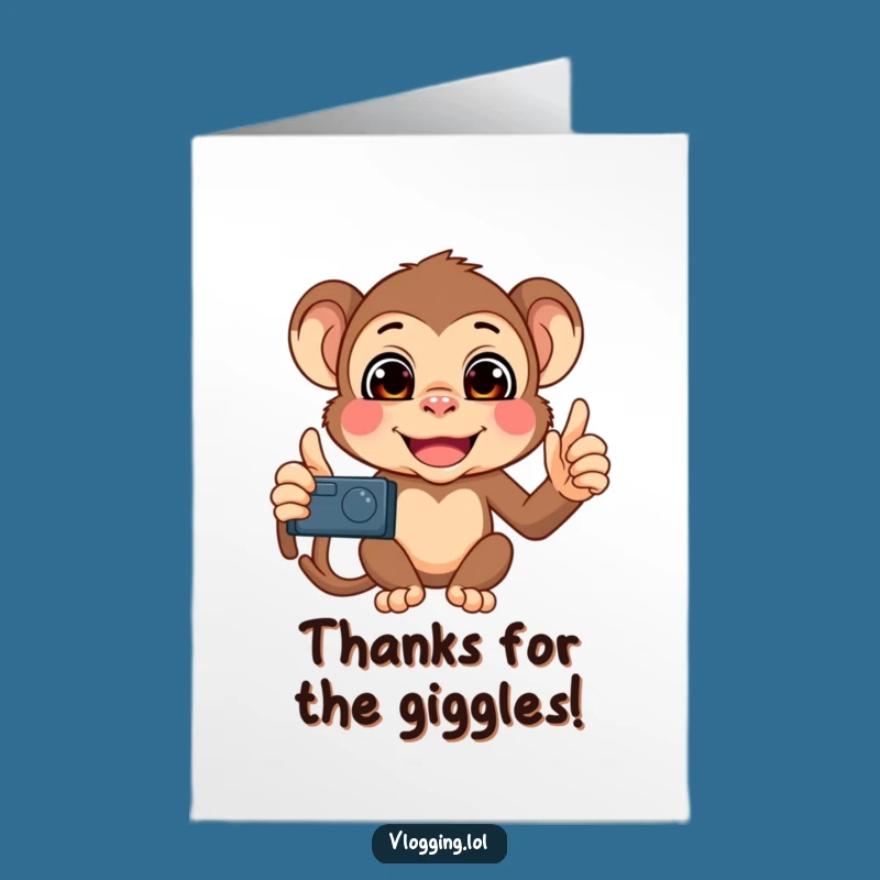 Free Printable Thank You Card: Monkey Selfie Gratitude Downloadable Gift