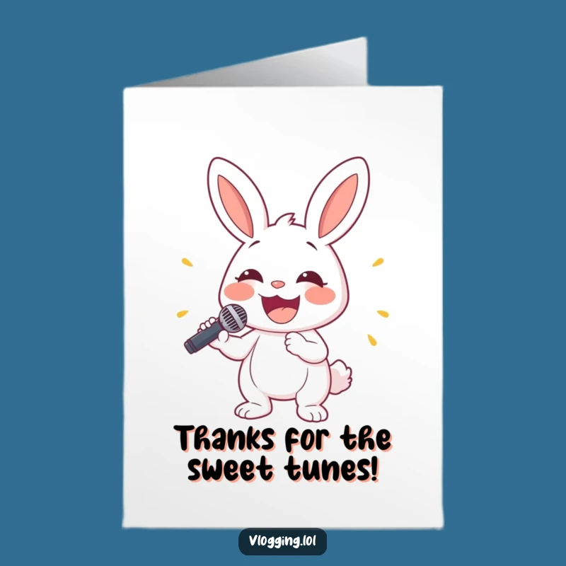 Free Printable Funny Bunny Thank You Card: Grateful Rabbit Sings Thanks! Download Now!