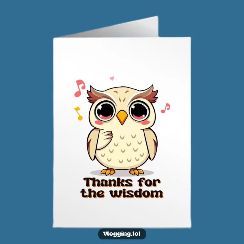 Free Printable Owl Thank You Card: Funny Spooky Sound Downloadable Gift for Gratitude