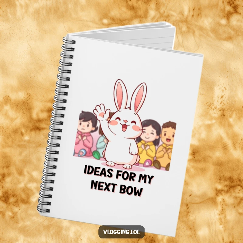 Funny Notebook: A cheerful rabbit waving excitedly, perfect for capturing thoughts with joy, a delightful funny gift for inspiration.