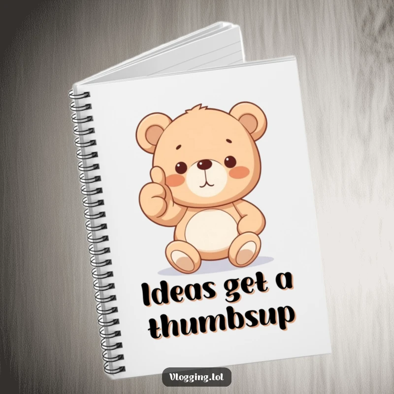 Funny Teddy Bear Notebook with a proud teddy bear giving a thumbs up, ideal for capturing ideas. A humorous and inspiring stationery item.