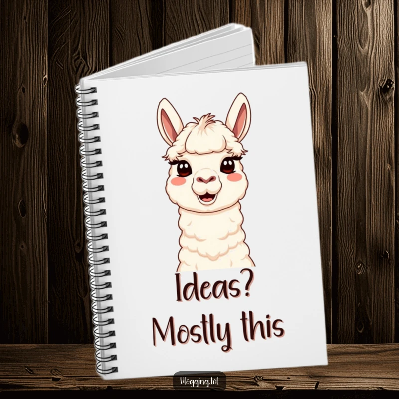 Funny Content Llama Notebook with a cute llama making a silly face on the cover, perfect for capturing creative notes and ideas.