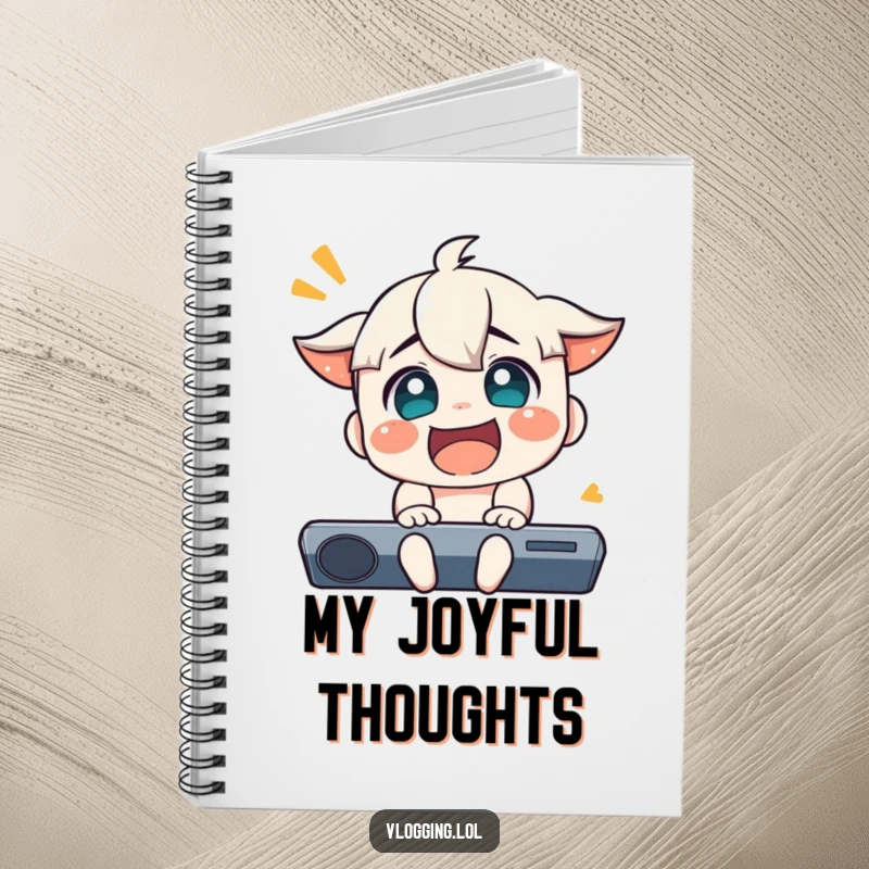 Funny notebook cover with a character reacting with extreme joy, perfect for notes, doodles, and capturing happy moments.