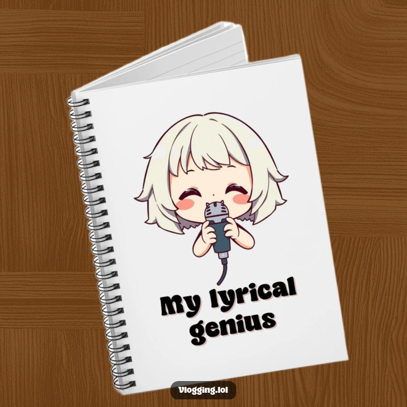 Funny Singer Notebook: A smiling character holding a microphone, perfect for writing down song lyrics and musical thoughts.