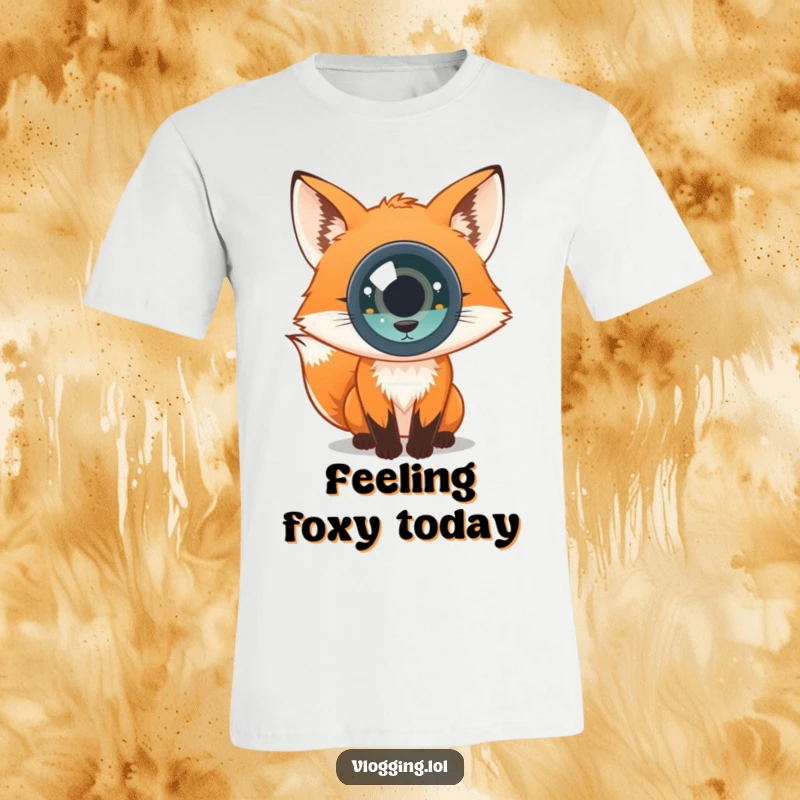 Funny t-shirt depicting a curious fox with an intense gaze looking directly into the viewer's eyes. Intriguing design.