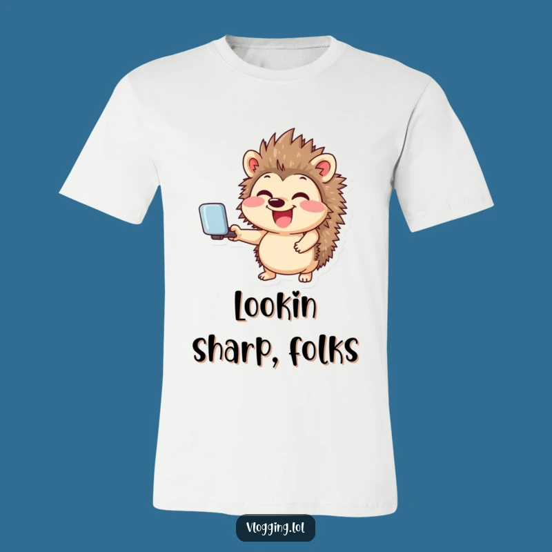 Funny Giggling Hedgehog T-Shirt: Hilarious Selfie Tee for Social Fans