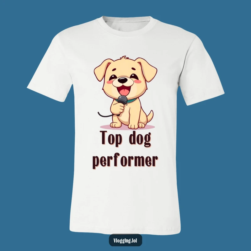 Funny Puppy Rockstar T-Shirt: Delighted Dog Singing Loudly, Great Funny Gift!