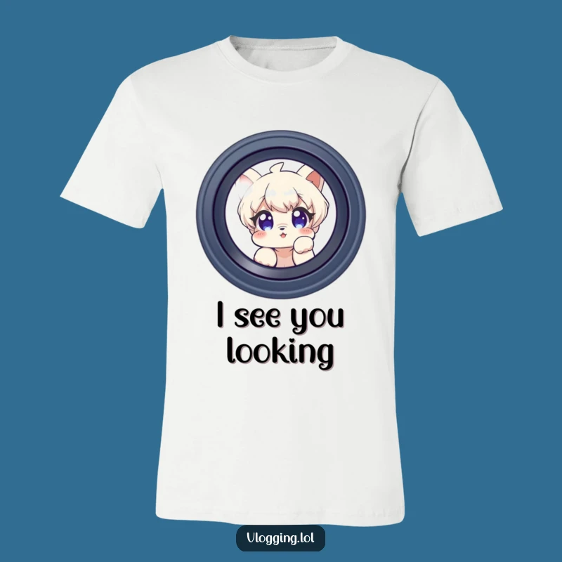 Funny Curious Peeking T-Shirt: Camera Lens Humor, Great Photographer Gift!